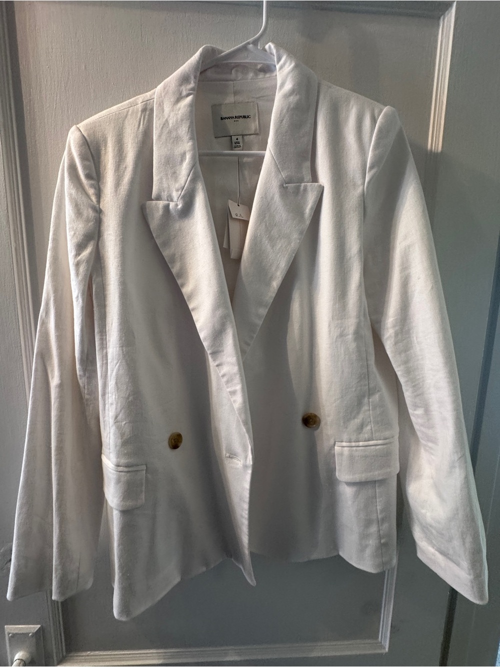NWT Banana Republic White Double-Breasted Blazer